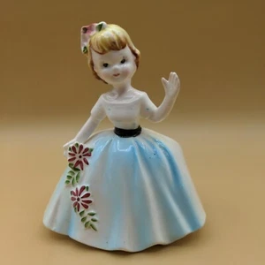 Vintage  Girl Figurine Planter Flowers Christmas - Picture 1 of 13