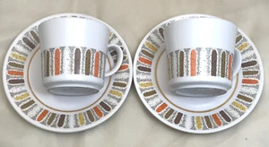 Noritake MARDI GRAS Progression 9019 Coffee Cups Mug Saucers Set of 2 MCM - Picture 1 of 7