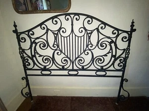 Wrought Iron Headboard with matching floor candle holders - Picture 1 of 6