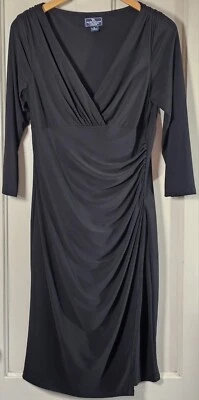 Vestido AMERICAN LIVING Feminino Tamanho 8 Preto Envoltório Falso Bainha Elástica Ruched Caprichoso - Imagem 1 de 4