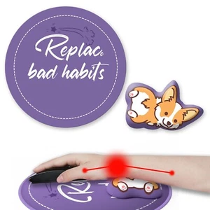 Ergonomic 3D Design Wrist Rest & Rollable Mouse Pad Set - Corgi Purple - Picture 1 of 6