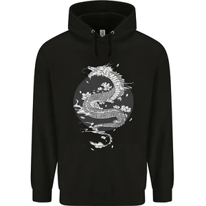 Japanese Fantasy Dragon Sun Background Childrens Kids Hoodie - Picture 1 of 88