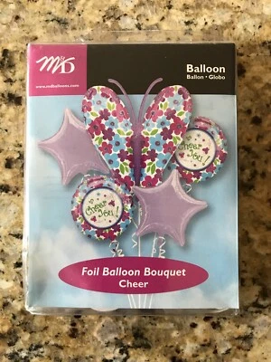 Ramo de globos Butterfly, Star, To Cheer You, Flower, 5 foil Mylar Look NUEVO Foto 1 de 4