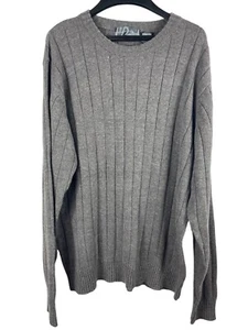 Herren Oscar de la Renta 90s Y2K grau Rippstrick bequem Pullover Sweater XL - Bild 1 von 10