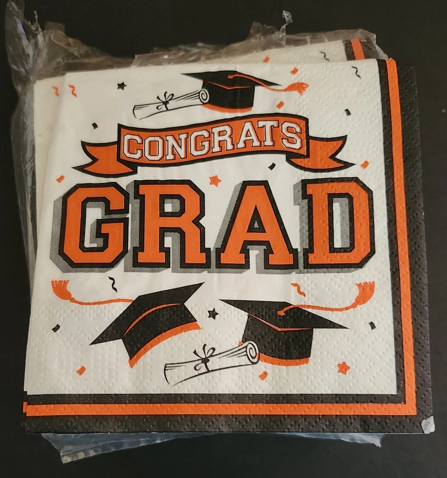 50 servilletas de bebidas naranja felicitaciones fiesta graduación 2024 GRATIS cualquier año Foto 1 de 1