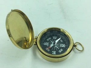 Vintage Brass Pirate Compass Lid, Mini Pocket Style Pendant compass - Picture 1 of 5