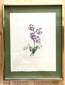 ITALIAN SWEET PEA FLOWER LITHOGRAPH PRINT 2/100 FRAMED ARTIST FRANCITTE GEORGE - Picture 1 of 6
