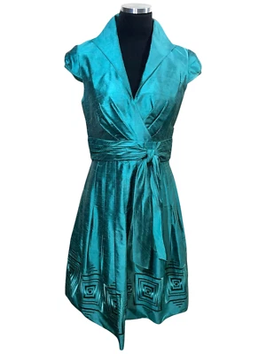Adrianna Papell Dress Size 6 Green Knee Length Silk Blend Formal  Evening Career - Image 1 of 4