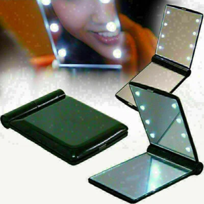 Makeup Cosmetic Folding Portable Compact Pocket Mirror with 8 LED Lights - Image 1 of 4