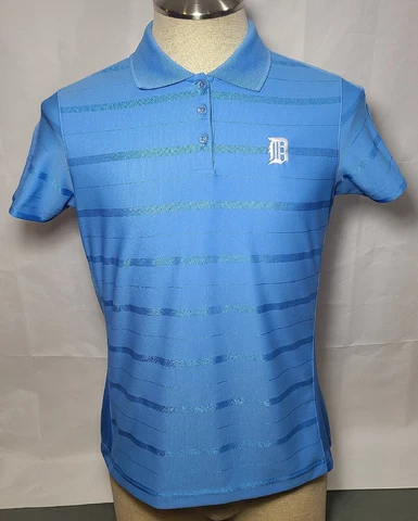 Antigua Detroit Tigers Light Blue Striped Short Sleeve Women's Polo Medium Used Cover