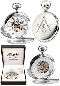 Woodford FREIMAURER STERLINGSILBER Twin Deckel Skele Taschenuhr Gravur kostenlos 1097