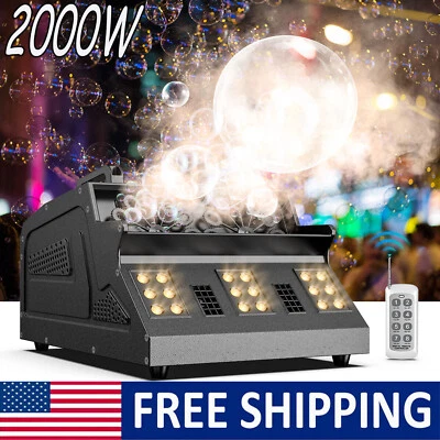 DMX Smoke Fog Bubble Machine RGB LED Light Bubble Blower Stage DJ Fogger - Image 1 of 4