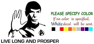 Spock Star Trek Live Long and Prosper Graphic Die Cut decal sticker Car 7" - Picture 1 of 3