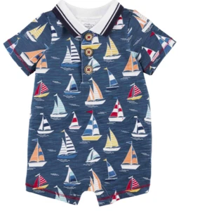 Mud Pie Baby Boy One piece Sailboat Romper Size 6-9 Month NEW - Picture 1 of 1