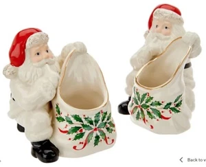Lenox Set of 2 Porcelain Treat Dishes with 24K Gold Accents - Santa - Picture 1 of 1