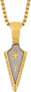 Arrowhead Necklace Eye of Horus Ankh Hieroglyphic Pendant Egyptian Jewelry Gifts - Picture 1 of 7