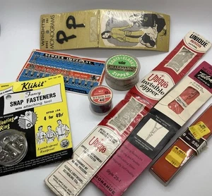 Vintage Sewing Notions Lot Klikit Snaps Hook & Eye Zippers Monograms Gros-grain - Picture 1 of 9