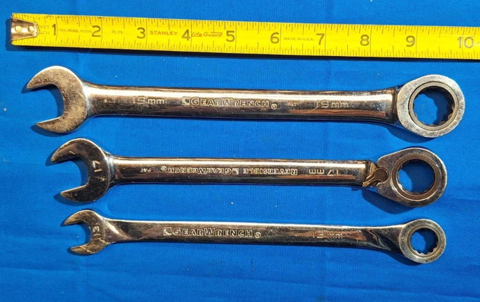 GearWrench Juego de llaves combinadas de trinquete de 3 piezas 19 mm 17 mm reversible y 13 mm Foto 1 de 4