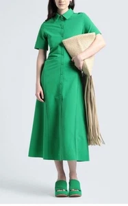 COS Women’s Short Sleeve Collar Shirt Dress Green Cotton Blend Size S - Picture 1 of 6