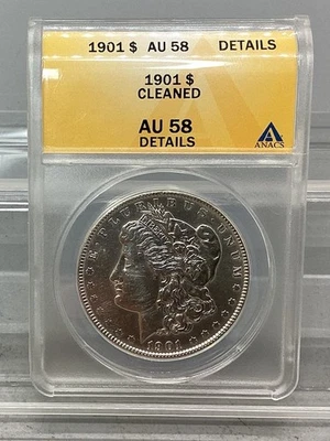 1901 Morgan Silver Dollar - ANACS - AU 58 - Cleaned - Image 1 of 4