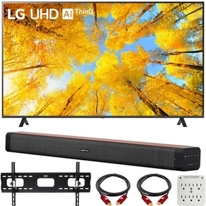 LG UQ7590PUB 75 Inch HDR 4K UHD Smart TV with Deco Home Soundbar Bundle - Picture 1 of 12