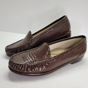 SAS Tripad bequeme Slipper Damen Gr. 10 N braun Lackleder Kroko-Prägung - Bild 1 von 11