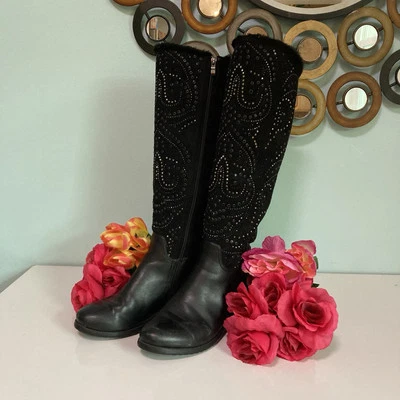 Botas negras con lentejuelas por encima de la rodilla Azura talla 7,5 EE. UU. 40 UE Foto 1 de 4