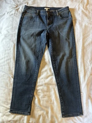 Eileen Fisher Jeans Womens 8 Blue Stretch Denim Medium Wash Tapered Made in USA - Image 1 of 4