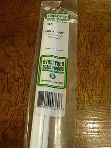 Evergreen Styrene #369 Opaque White .080" Thick, 24" Long - .250" Wide pkg (10) - Picture 1 of 1