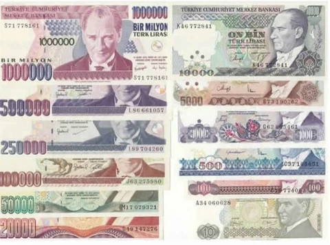 TURKEY 7.th EMISSION 1982-2002, UNC SET, 12 PCS, 10 TO 1 MILLION Cover