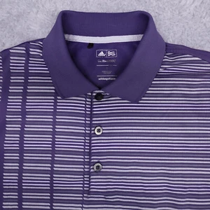 Adidas Polo Shirt Men's Small Purple Striped Golf Performance Clima Cool Stretch - Picture 1 of 12