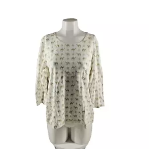 Neu mit Etikett Karen Scott Weihnachten Camil Glitzer Muster Petite XL weiß Baumwollmischung - Bild 1 von 11