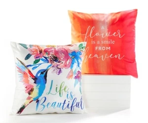 Garden Floral Pillow Covers Set of 2 Designs Fits 18" x 18" Polyester Multicolor - Picture 1 of 3