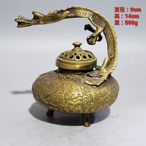 Collectible Chinese brass copper handmade dragon head exquisite Incense burner - Picture 1 of 8