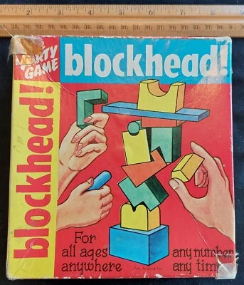 Vintage 1954 Blockhead Party Game Wood Block Stacking in Taped Box - Vintage Toy - Image 1 of 4