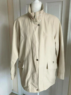 STUDIO WORKS Parka Para Mujer M Beige Chaqueta Con Capucha 3/4 Media Temporada Abrigo Clásico Foto 1 de 4