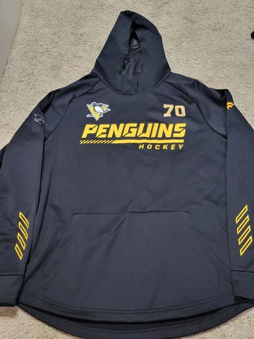PITTSBURGH PENGUINS 2022 Season Game Worn Used / Issued Locker Room Hoodie A Cover