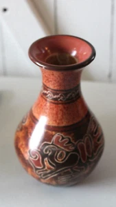 Handmade & Painted Mexican Folk Art Style Clay Vase 6" High - Picture 1 of 3