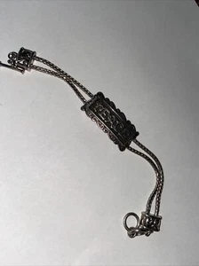 Brazalete de plata esterlina BULSA 2 hilos de eslabones de trigo PAZ 7,25-7,5" RARO - Imagen 1 de 8