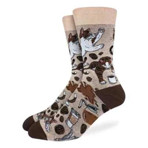 Calcetines Coffee Cats Para Hombre Gris Buena Suerte Novedad Cafeína Moda Nuevos - Imagen 1 de 1