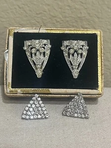 Fermascarpe vintage Art Decò con strass e bluette - Foto 1 di 5