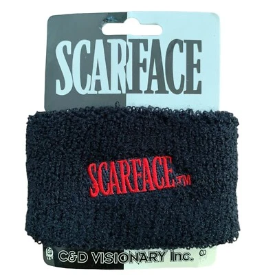 Vtg Scarface 00s Y2K Wristband Sweatband Sporty Streetwear Festival Edgy Black - Bild 1 von 4