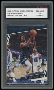 Tarjeta de novato Anthony Edwards 2020 Panini Chronicles Prestige Teal primer grado 10 - Imagen 1 de 1
