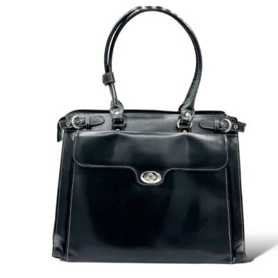 McKlein USA Winnetka Black Leather 15” Laptop Briefcase Double Shoulder Strap - Image 1 of 4