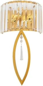 Gold Crystal Wall Sconce, Modern 2-Light Wall Lamps with Crystal Lampshad - Picture 1 of 7