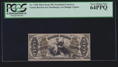 US 50c Fractional Currency 3rd Issue FR 1358 PCGS 64 PPQ V Ch CU - Image 1 of 2