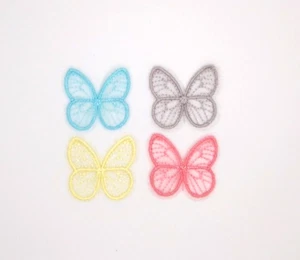 4er Pack bestickt Netz Schmetterling Aufnähen Patches Applikation 1,75" x 1,5" - Bild 1 von 2