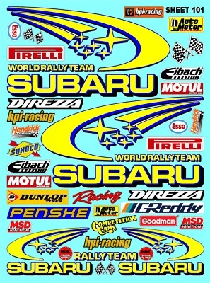 WHITE VINYL RACING Sticker Variety SHEET 101-R/C MODEL Die-cut -Decals 1/8 -1/10 - Image 1 of 4