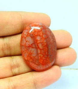 64.00 Cts Dragon Veins Agate Designer Gemstone Oval Cabochon Red Stone 25x35x8mm - Picture 1 of 8