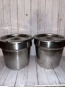 Vollrath Stainless Steel 2pc Inset 78184 6.9L & Lid W/ Spoon Hole Vintage USA - Picture 1 of 6